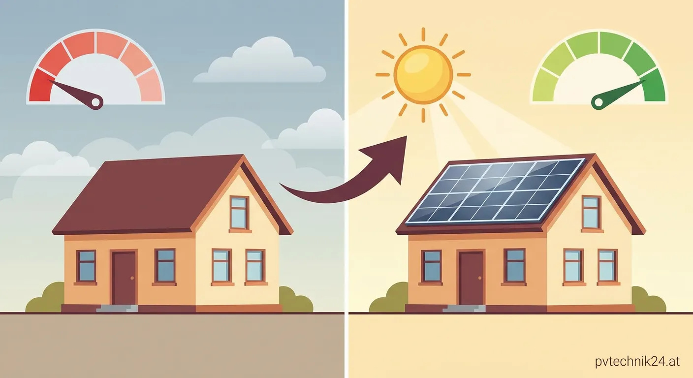 Solaranlage auf Hausdach zur Verbesserung des Energieausweises