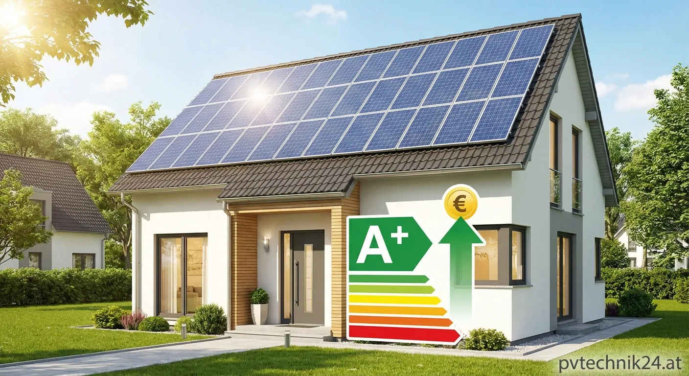 Moderne Photovoltaikanlage auf einem Einfamilienhaus mit hoher Energieeffizienz
