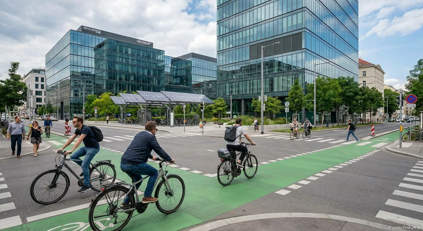 Moderne Fahrradinfrastruktur mit breiten Radwegen und sicheren Kreuzungen