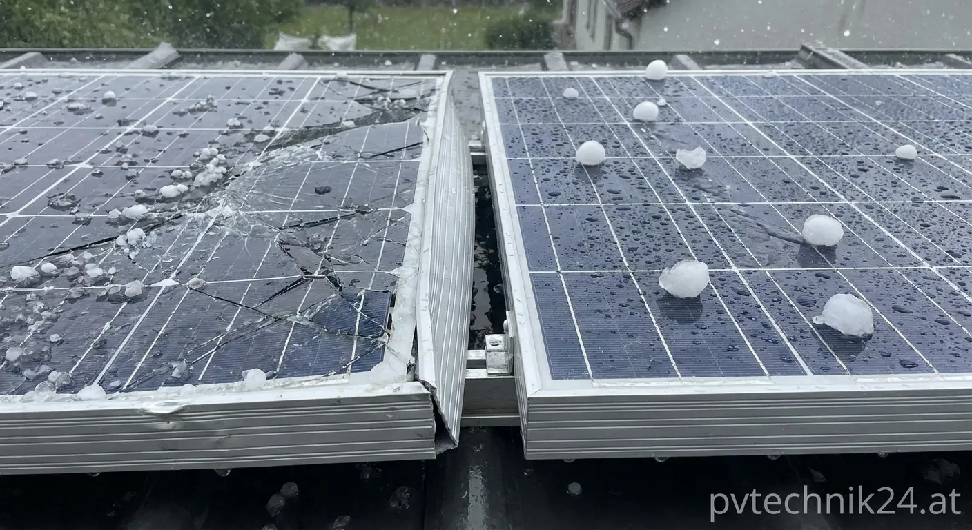 Hageltest für Photovoltaik-Modul im Labor