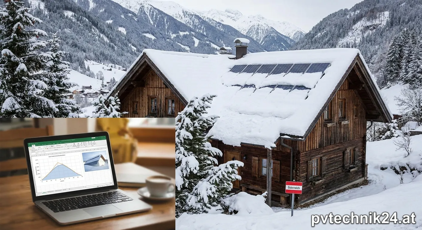 Photovoltaikanlage auf verschneitem Dach in Österreich mit korrekter Statik-Berechnung
