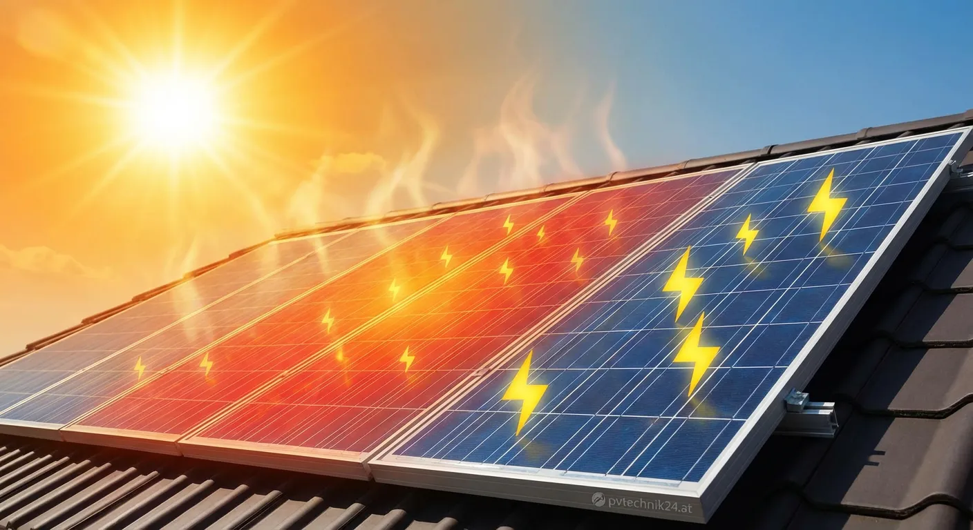 Solarpaneele bei hoher Sommertemperatur
